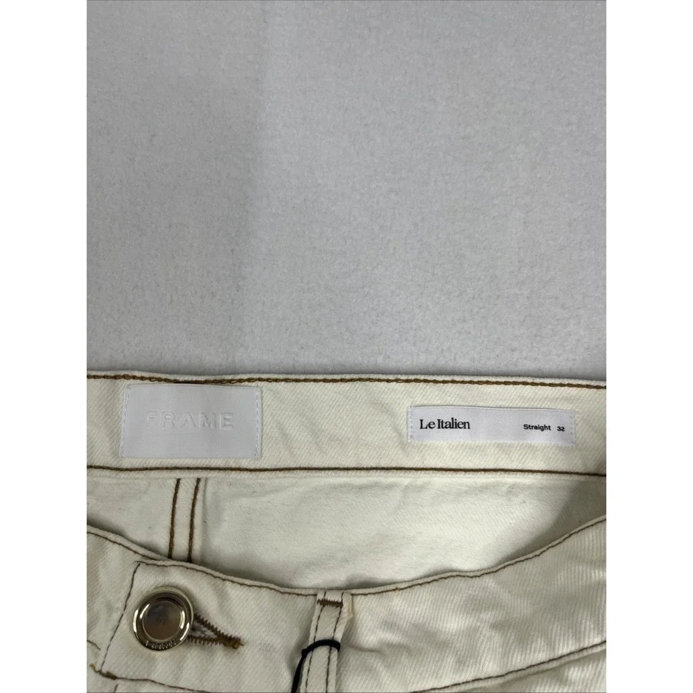 FRAME Le Italien Straight Fit Cotton Jeans Ivory Womens 32 Made in Italy NEW